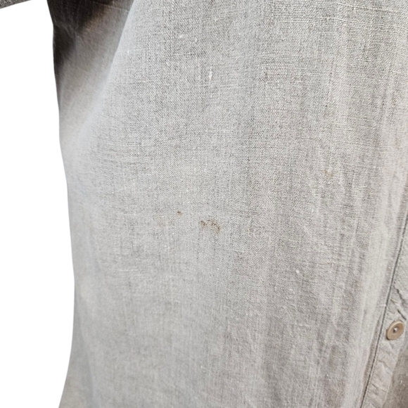 Flax Tan Natural 100% Linen Button Front Tunic Top Size Large Women's A39 - Picture 4 of 11